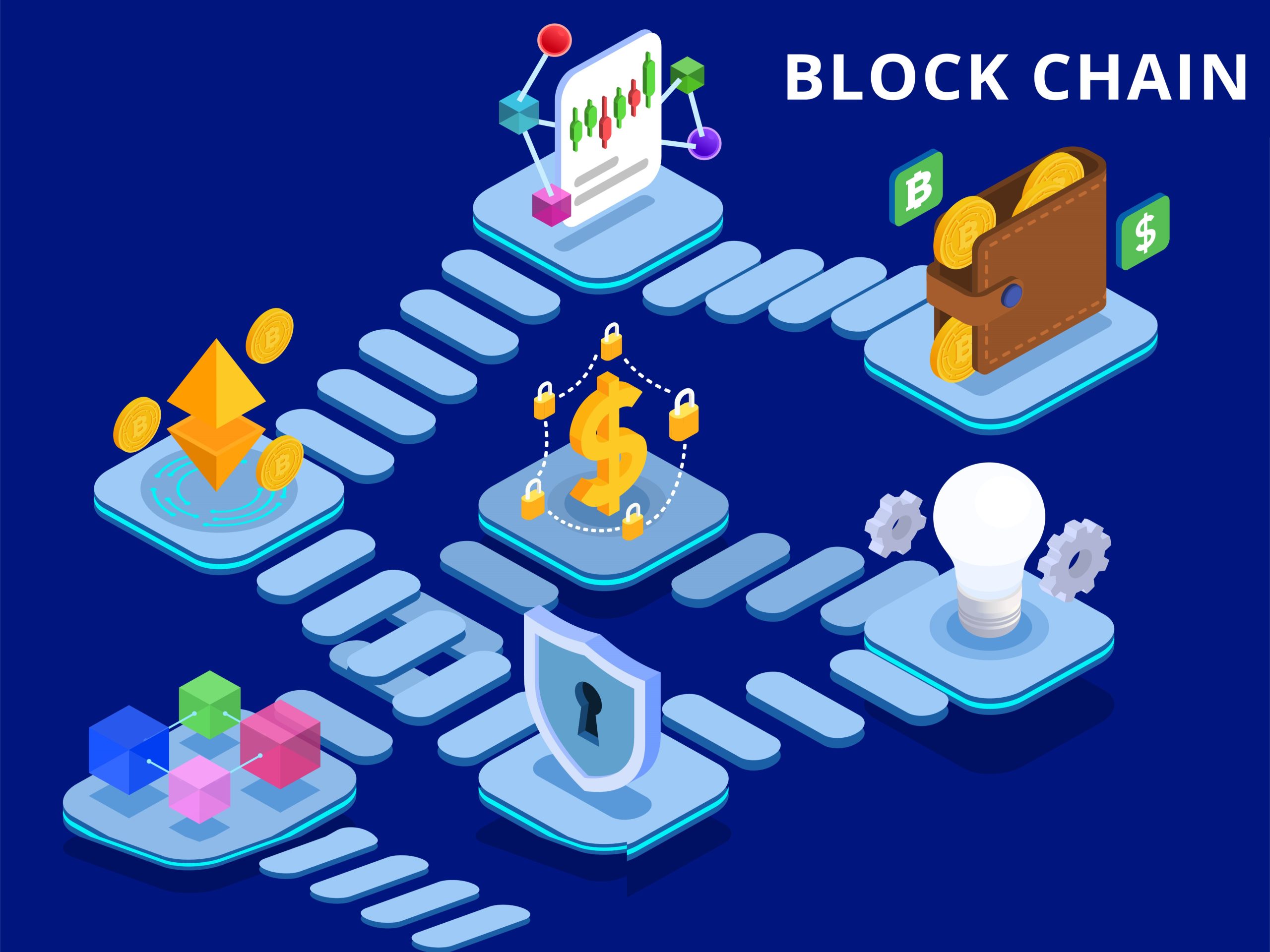 Feature image showing blockchain shield protecting data in cybersecurity.