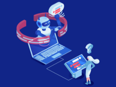 AI in cybersecurity concept showing human and machine integration.