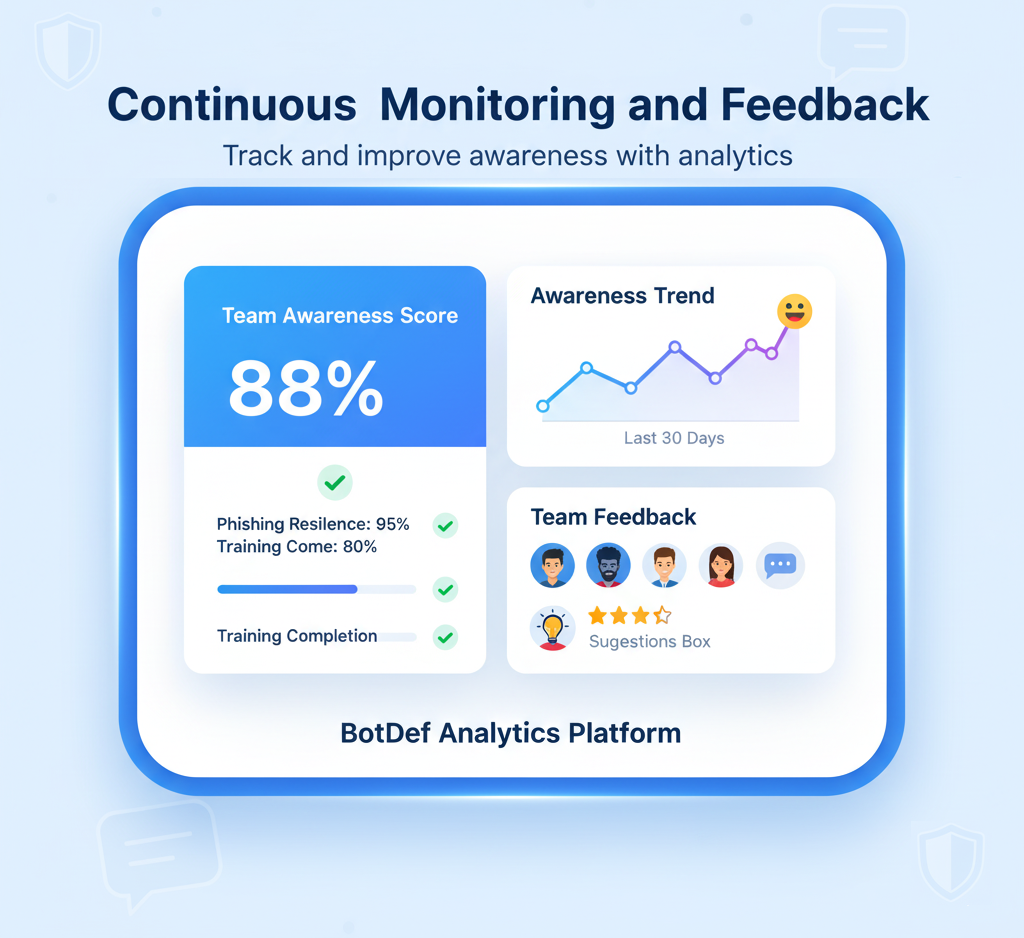 Dashboard showing cybersecurity awareness metrics.