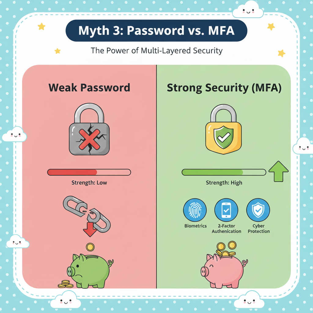 Comparison of weak password cracking versus strong MFA phone verification security.