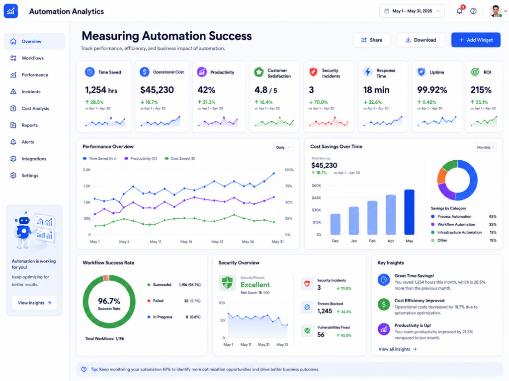 Business automation performance dashboard.