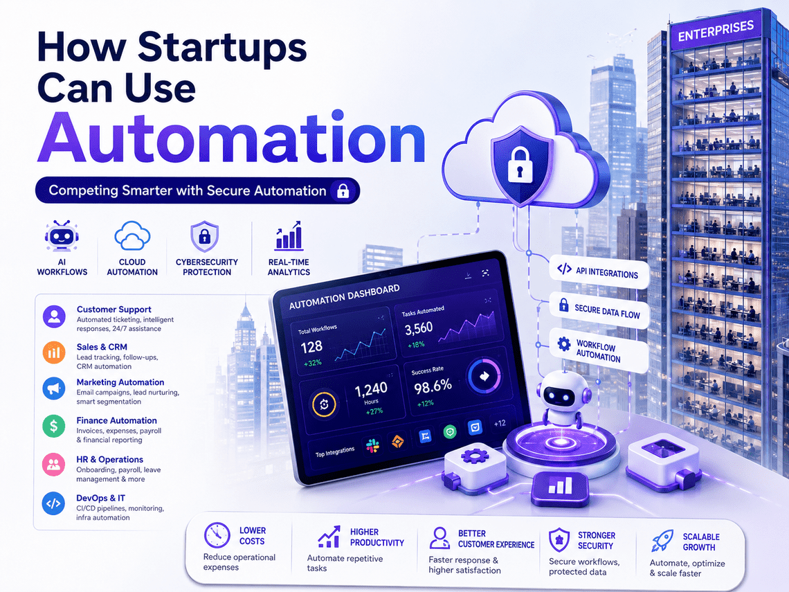 How startups can use automation to compete with big enterprises through secure business automation.