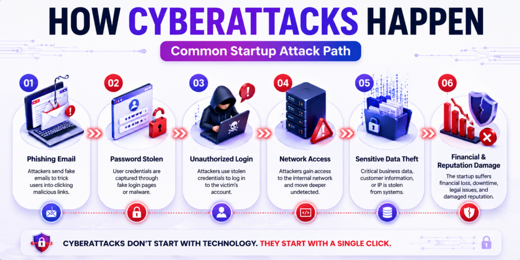 Common cyberattack path against startups