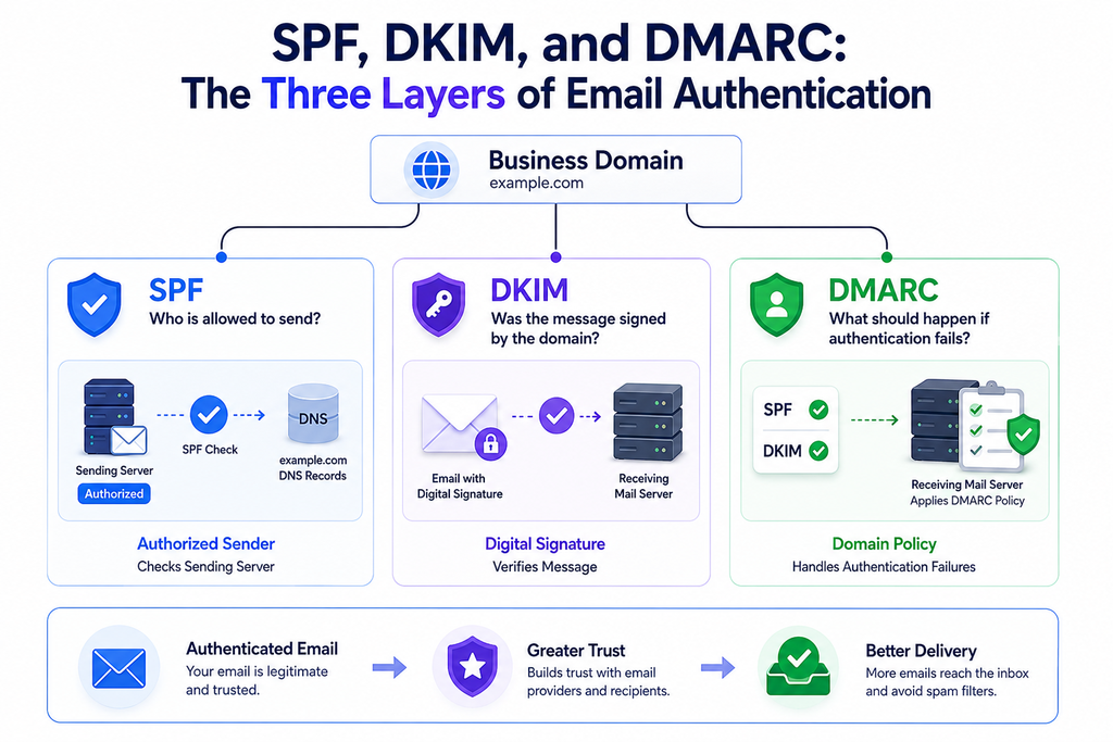 SPF DKIM and DMARC explained for improving business email deliverability