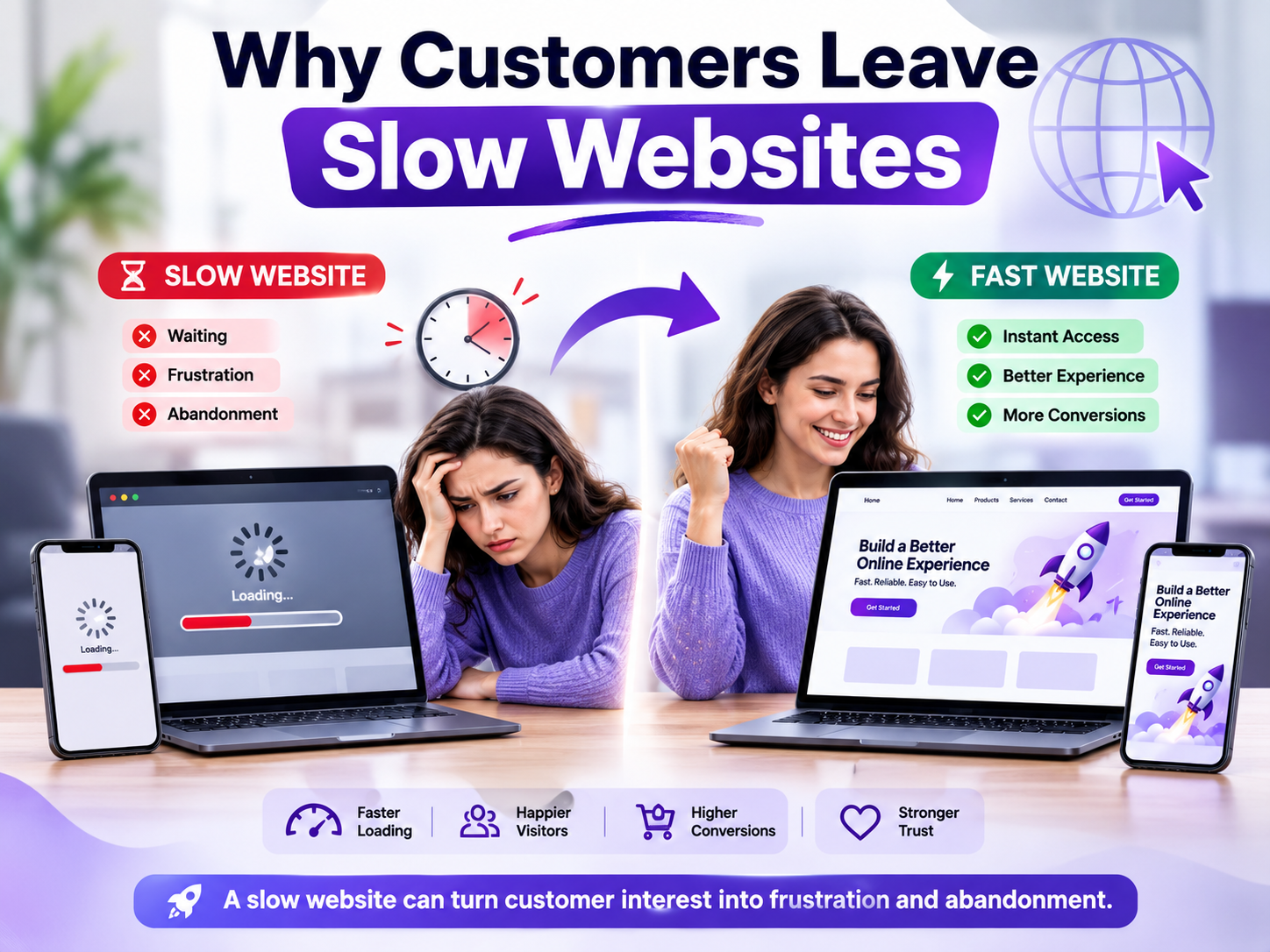 Why customers leave slow websites due to poor loading speed and customer experience